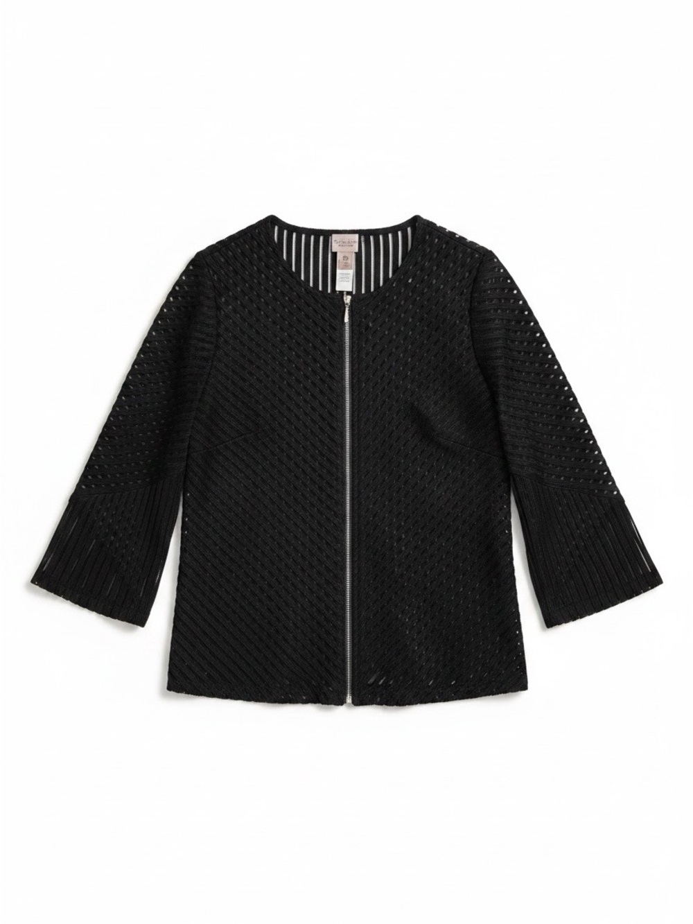 Easywear Chicos Connected Criss Cross Mesh Strip Jacket 0